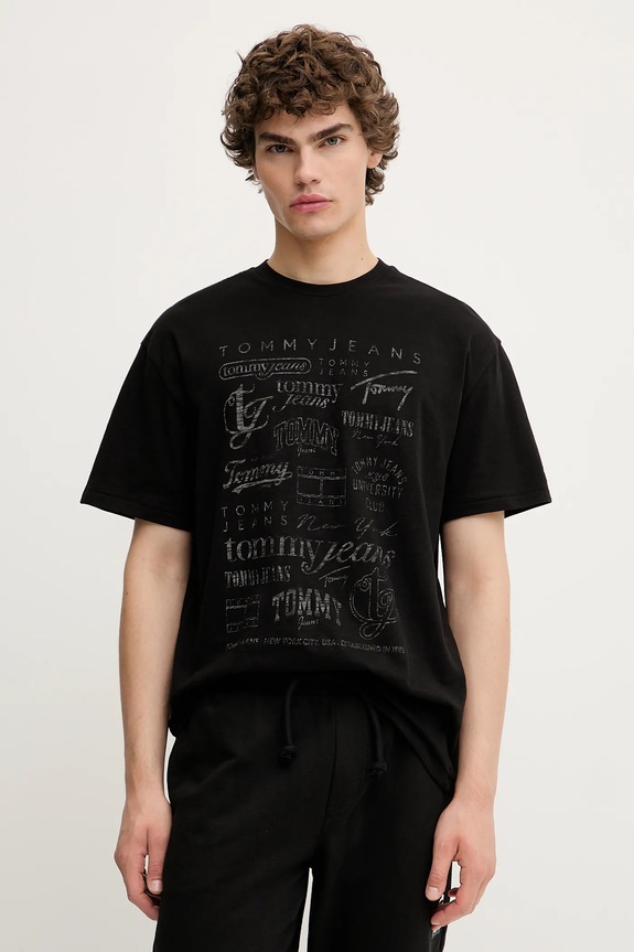 Pamučna majica Tommy Jeans pamuk crna DM0DM21584