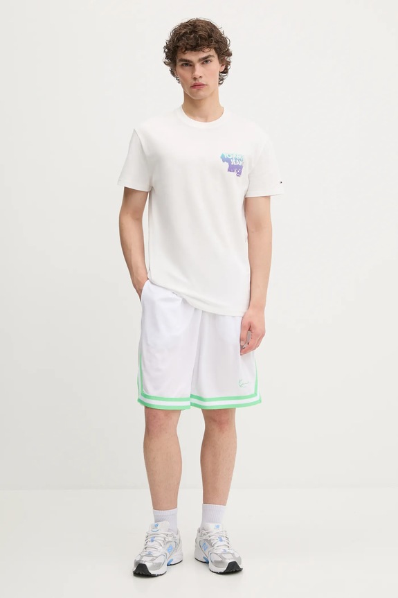 Bombažna kratka majica Tommy Jeans DM0DM21589 bela AW25