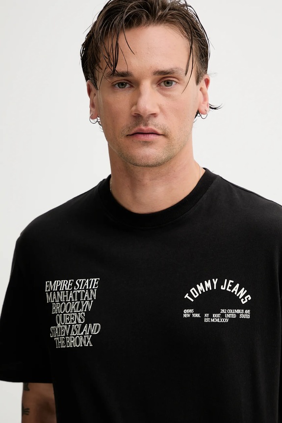Tommy Jeans t-shirt bawełniany czarny DM0DM21592