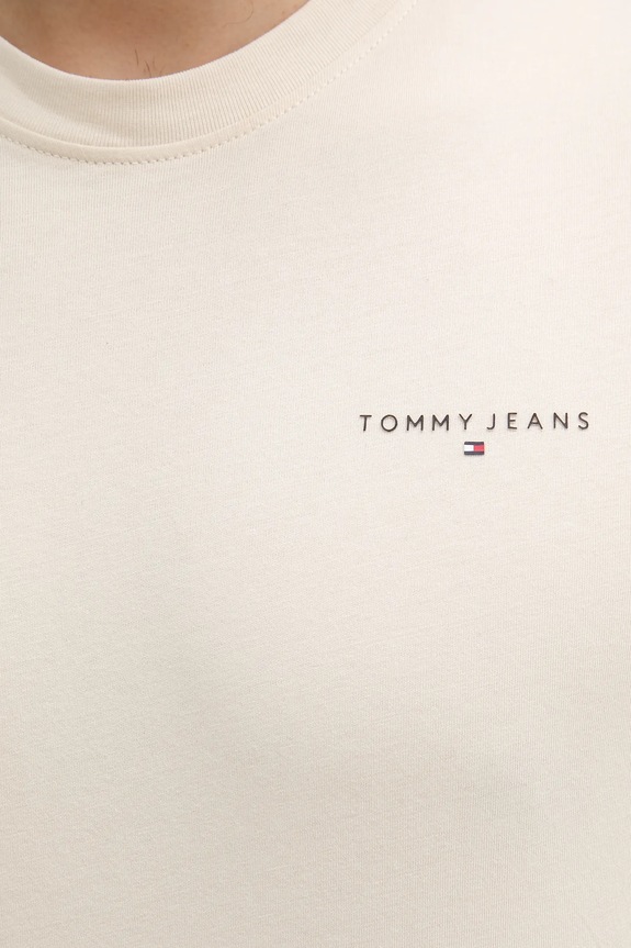 Tommy Jeans t-shirt ανδρικό βαμβακερό DM0DM21780 μπεζ