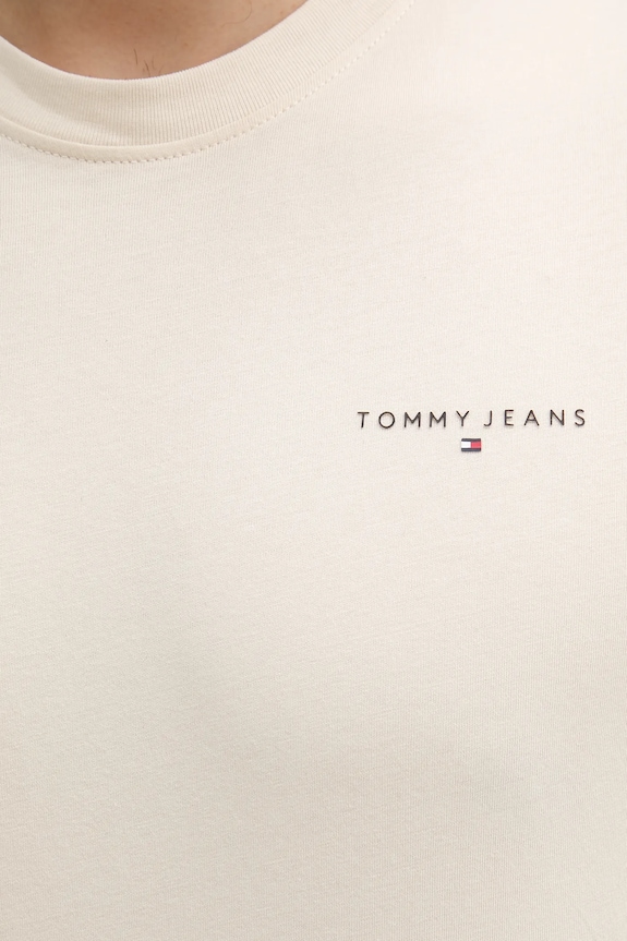 Tommy Jeans t-shirt ανδρικό βαμβακερό DM0DM21780 μπεζ