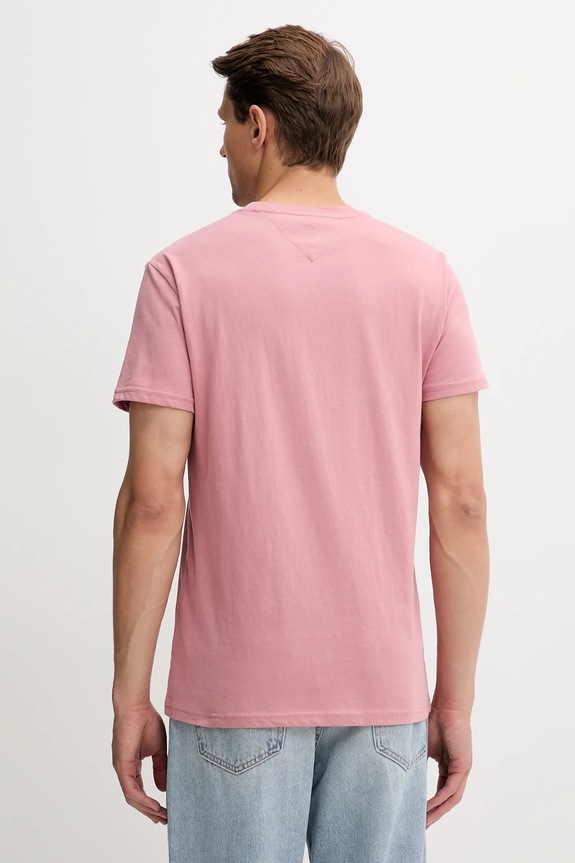Tommy Jeans T-shirt męski bawełniany DM0DM21780 różowy SS26