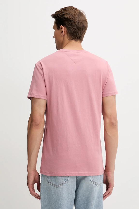 Tommy Jeans T-shirt męski bawełniany DM0DM21780 różowy SS26