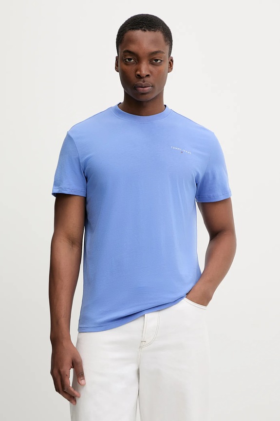 Tommy Jeans T-shirt ανδρικό βαμβακερό μωβ DM0DM21780