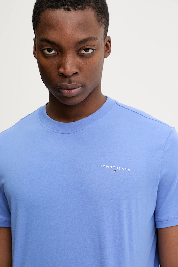 Tommy Jeans T-shirt ανδρικό βαμβακερό μωβ DM0DM21780