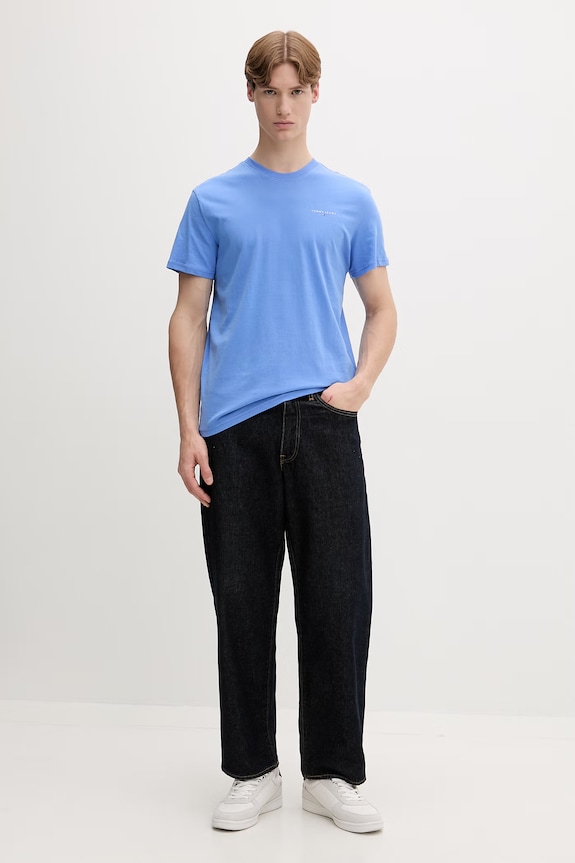 Tommy Jeans majica za muškarce od pamuka DM0DM21780 plava SS26