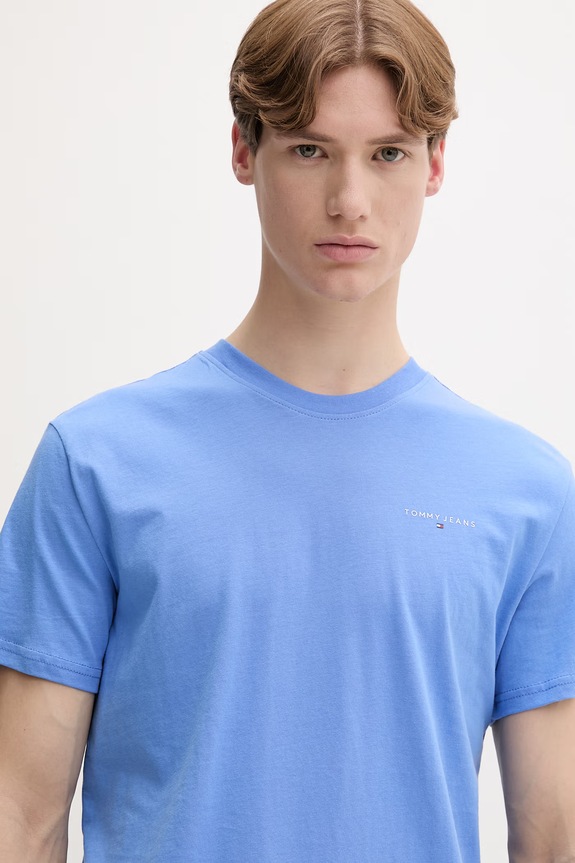 Tommy Jeans T-shirt męski bawełniany niebieski DM0DM21780