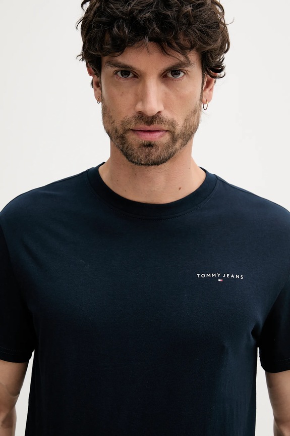 Ρούχα Tommy Jeans t-shirt ανδρικό βαμβακερό DM0DM21780 σκούρο μπλε