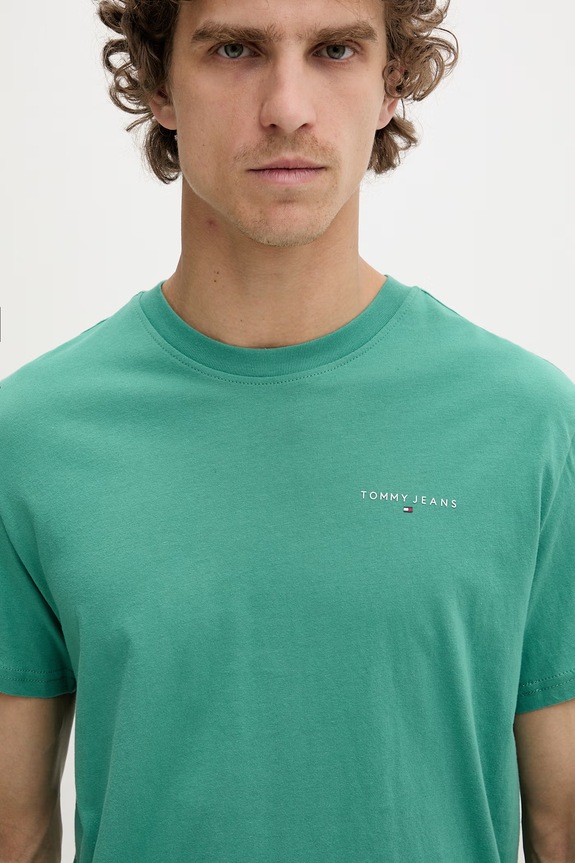 Tommy Jeans T-shirt męski bawełniany zielony DM0DM21780