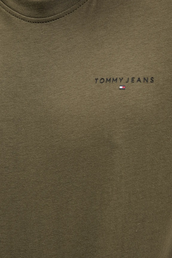Tommy Jeans T-shirt ανδρικό βαμβακερό DM0DM21780 πράσινο