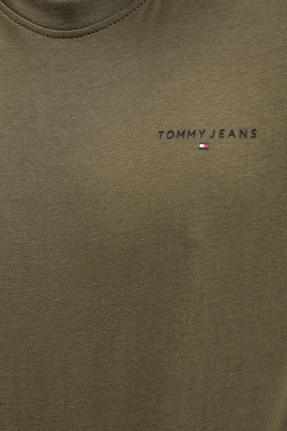 Tommy Jeans T-shirt ανδρικό βαμβακερό DM0DM21780 πράσινο