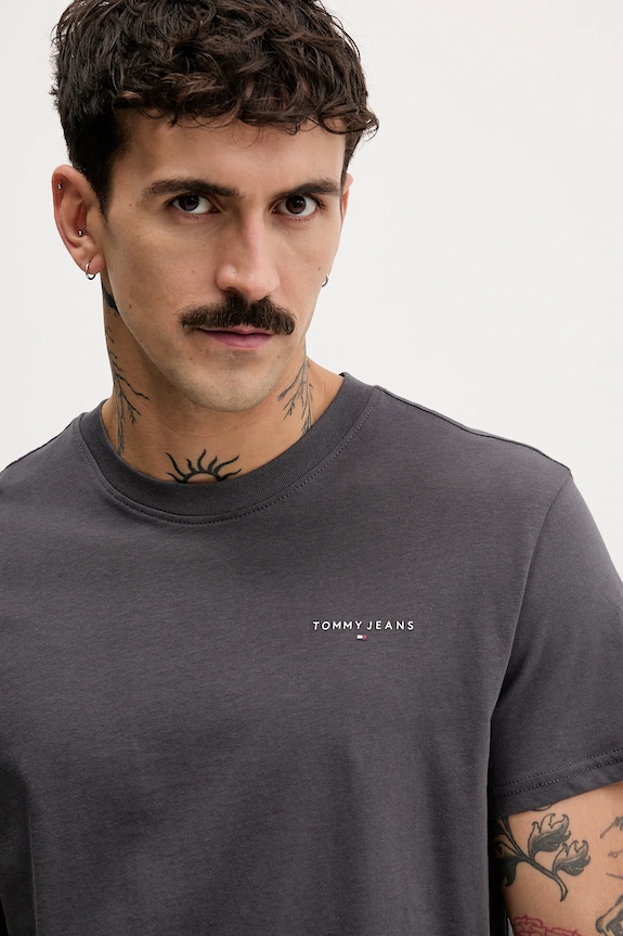 Tommy Jeans T-shirt ανδρικό βαμβακερό γκρί DM0DM21780