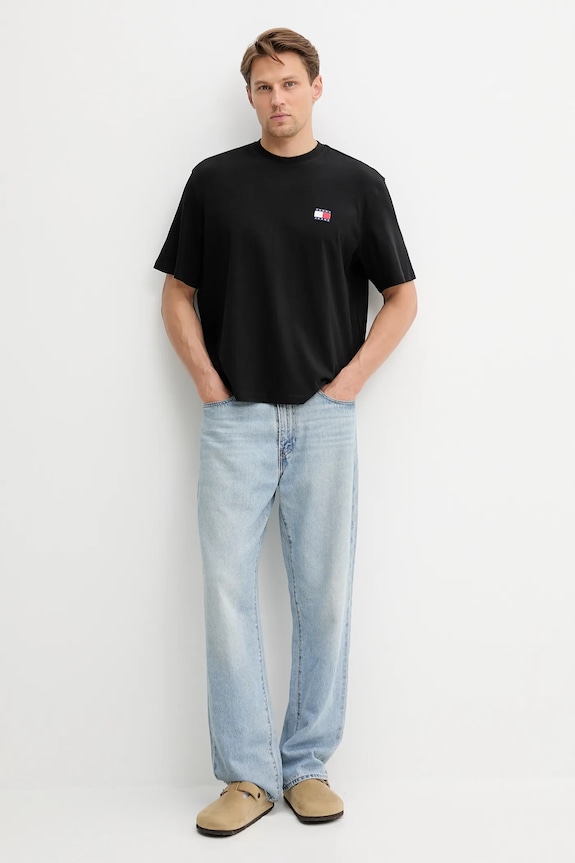 Tommy Jeans tricou din bumbac DM0DM21785 negru AW25