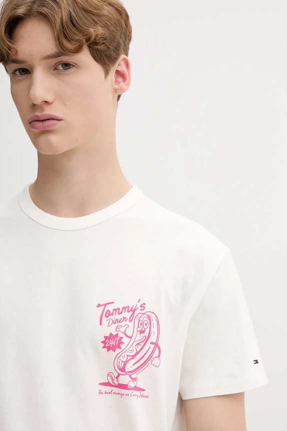 Tommy Jeans tricou din bumbac bej DM0DM21829