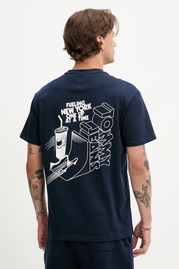 Odzież Tommy Jeans t-shirt bawełniany DM0DM21830 granatowy