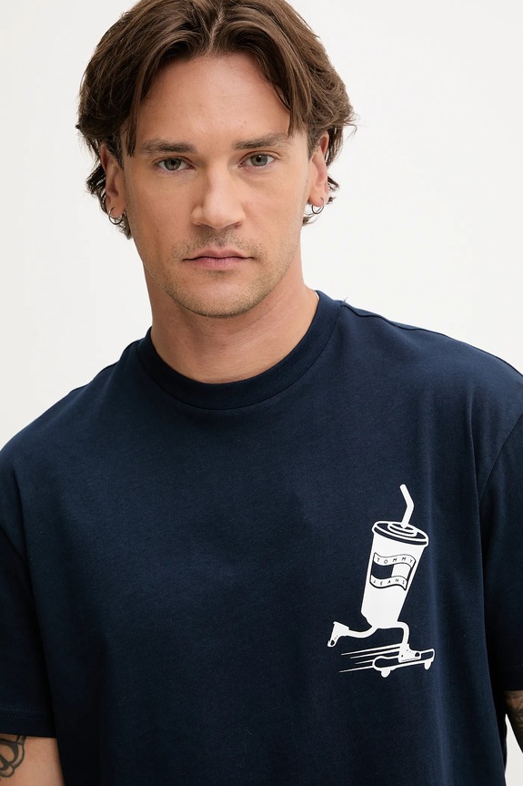 Tommy Jeans t-shirt bawełniany granatowy DM0DM21830