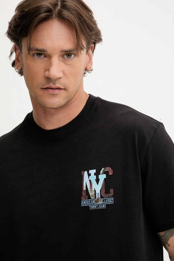 Tommy Jeans t-shirt bawełniany czarny DM0DM21831