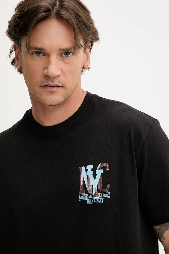 Tommy Jeans t-shirt bawełniany czarny DM0DM21831