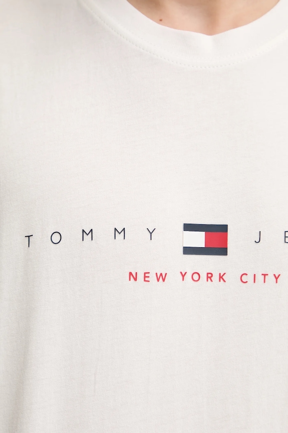 Pamučna majica Tommy Jeans bijela DM0DM21911