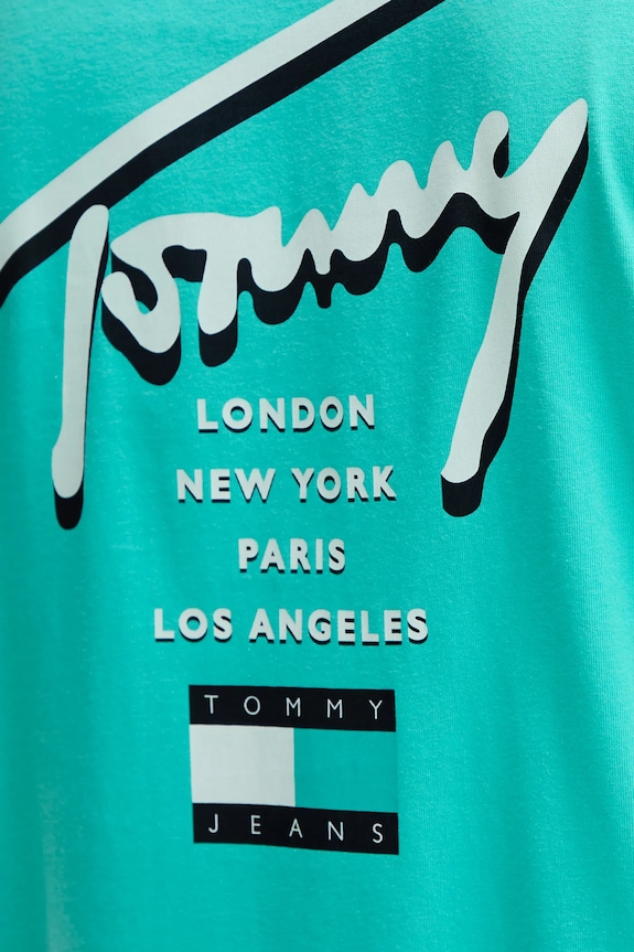 Tommy Jeans t-shirt bawełniany DM0DM21934 turkusowy