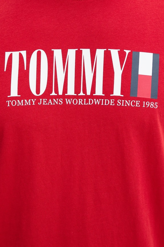 Tommy Jeans t-shirt bawełniany czerwony DM0DM21941