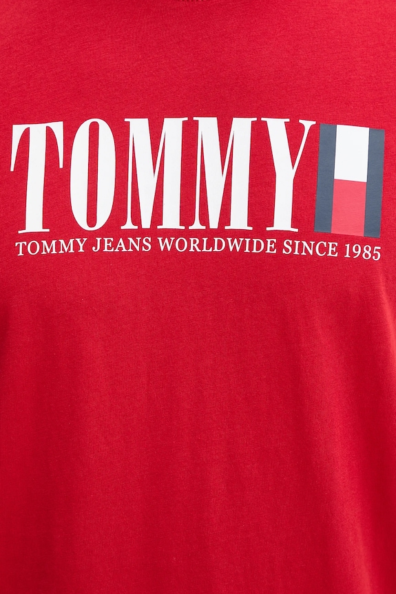 Tommy Jeans t-shirt bawełniany czerwony DM0DM21941