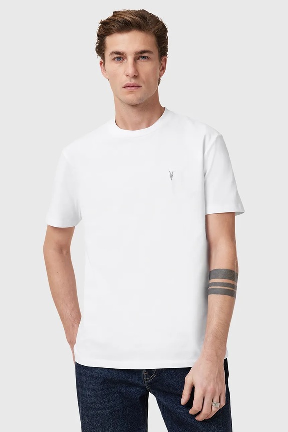 AllSaints tricou din bumbac DEXTER uni alb M005JD
