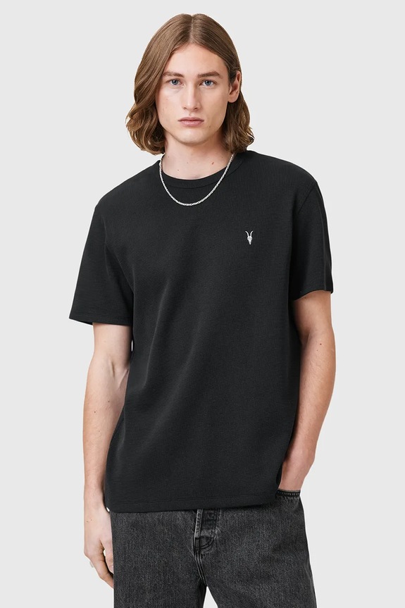 Βαμβακερό μπλουζάκι AllSaints ELLIS κανονικό μαύρο M018JC