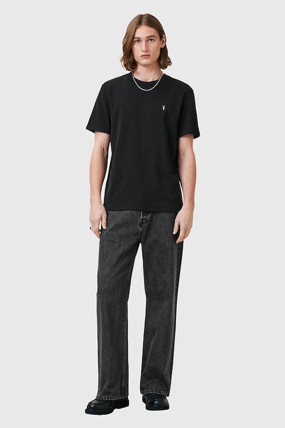 Βαμβακερό μπλουζάκι AllSaints ELLIS M018JC μαύρο