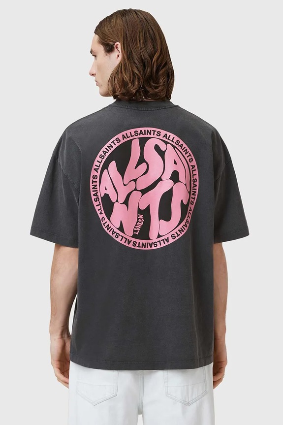 Βαμβακερό μπλουζάκι AllSaints DISTORTION M041PC γκρί SS26