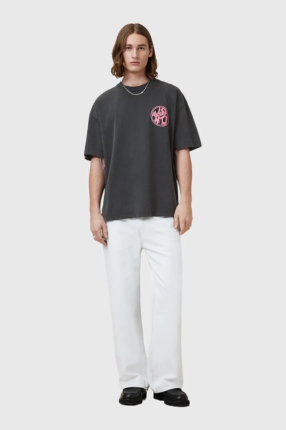 Βαμβακερό μπλουζάκι AllSaints DISTORTION γκρί M041PC