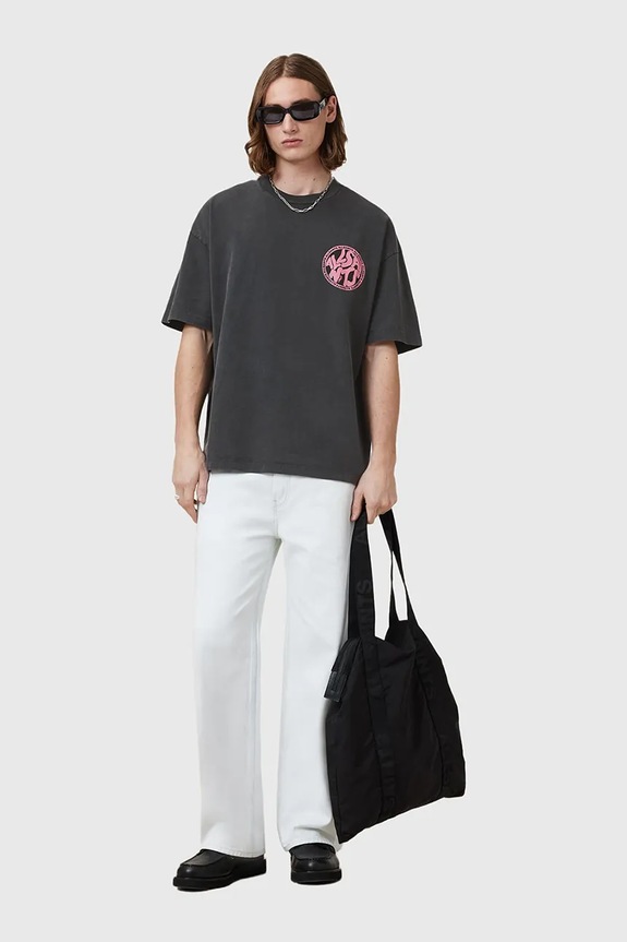 Βαμβακερό μπλουζάκι AllSaints DISTORTION M041PC γκρί