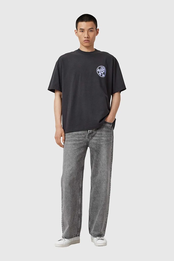 AllSaints pamut póló DISTORTION szürke M041PC