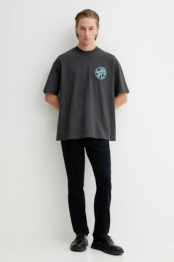 Хлопковая футболка AllSaints DISTORTION M041PC серый SS26