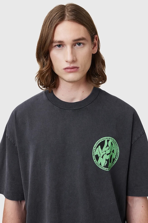 Bavlněné tričko AllSaints DISTORTION šedá M041PC