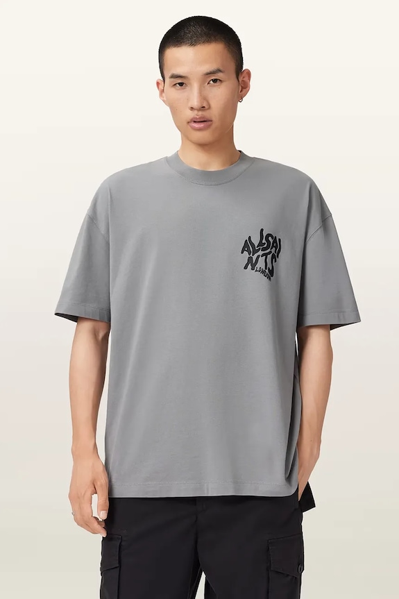 Bavlnené tričko AllSaints ORLANDO relaxed sivá M066PC