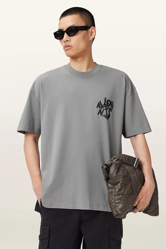 Bavlnené tričko AllSaints ORLANDO M066PC sivá