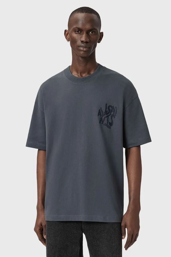 AllSaints pamut póló ORLANDO pamut kék M066PC