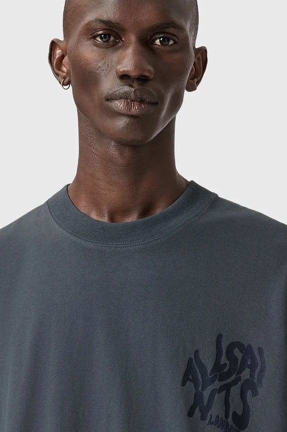 AllSaints pamut póló ORLANDO M066PC kék