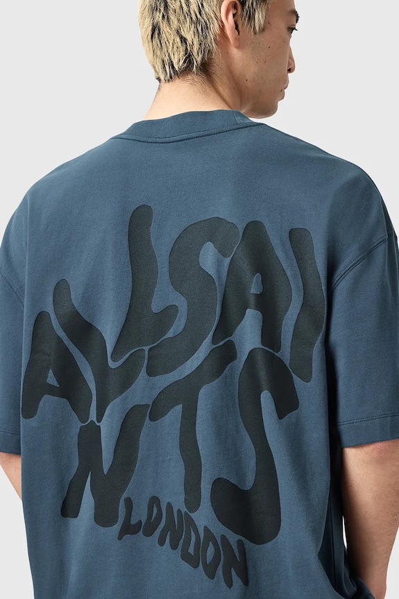 Бавовняна футболка AllSaints ORLANDO M066PC блакитний SS26