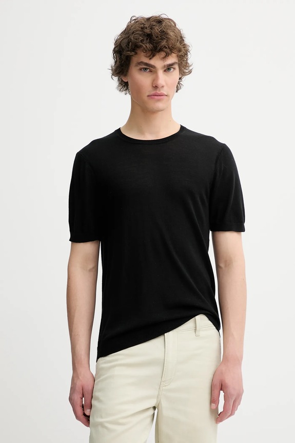 Vlnené tričko Rag & Bone jednofarebný čierna MBS25P017BM17