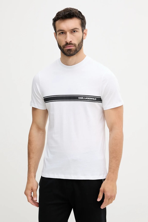 Karl Lagerfeld tricou bărbătesc de bumbac print alb A3M46001