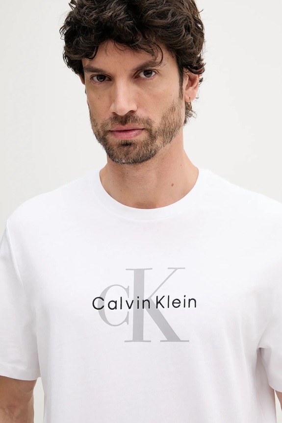 Oblečení Calvin Klein Jeans tričko pánské bavlněné LV04RB862G bílá