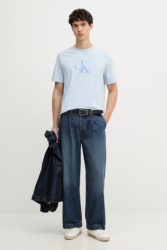 Calvin Klein Jeans tricou bărbați din bumbac LV04RB862G albastru SS26