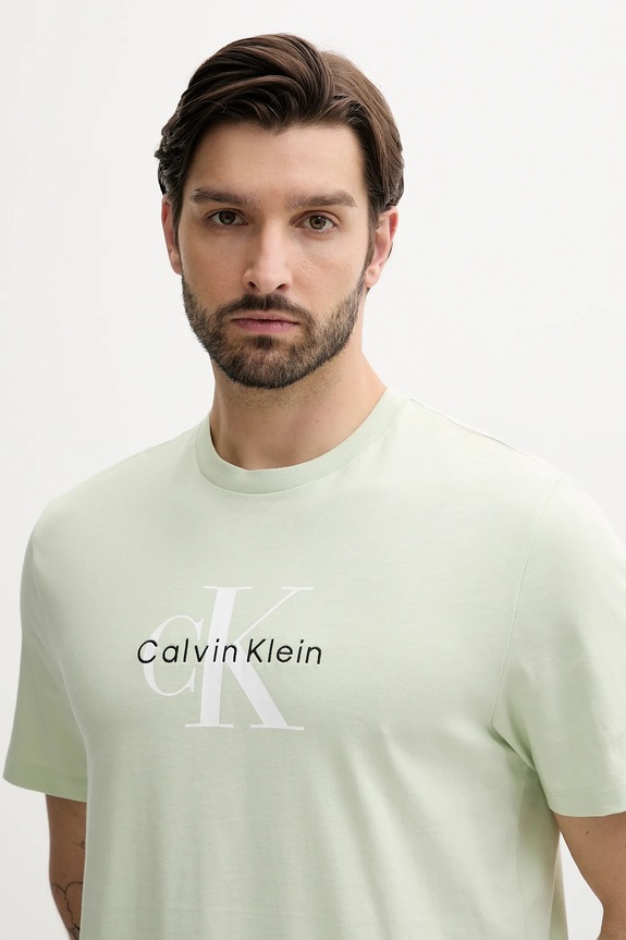 Îmbrăcăminte Calvin Klein Jeans tricou bărbătesc de bumbac LV04RB862G verde