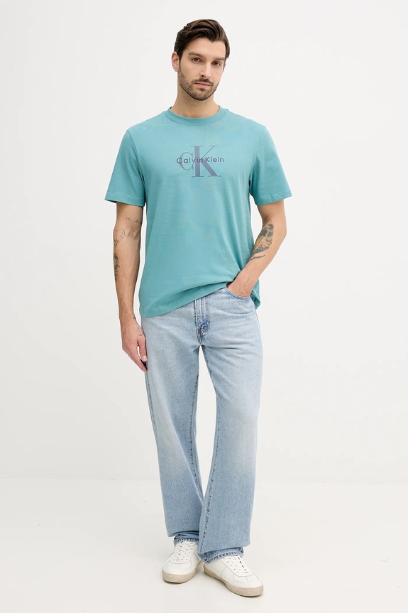 Calvin Klein Jeans t-shirt Ανδρικό βαμβακερό LV04RB862G τιρκουάζ SS26