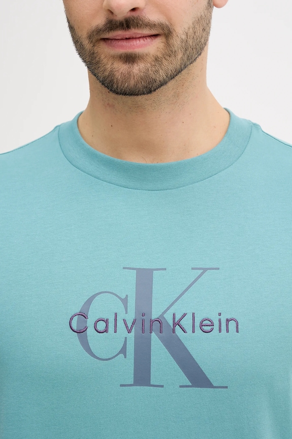 Calvin Klein Jeans t-shirt Ανδρικό βαμβακερό LV04RB862G τιρκουάζ