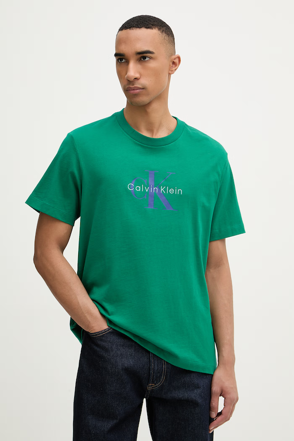 Calvin Klein Jeans tricou bărbătesc din bumbac verde LV04RB862G