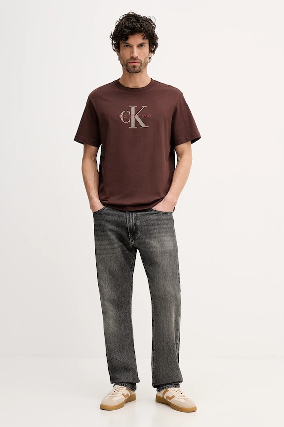 Calvin Klein Jeans tričko pánské bavlněné LV04RB862G hnědá SS26