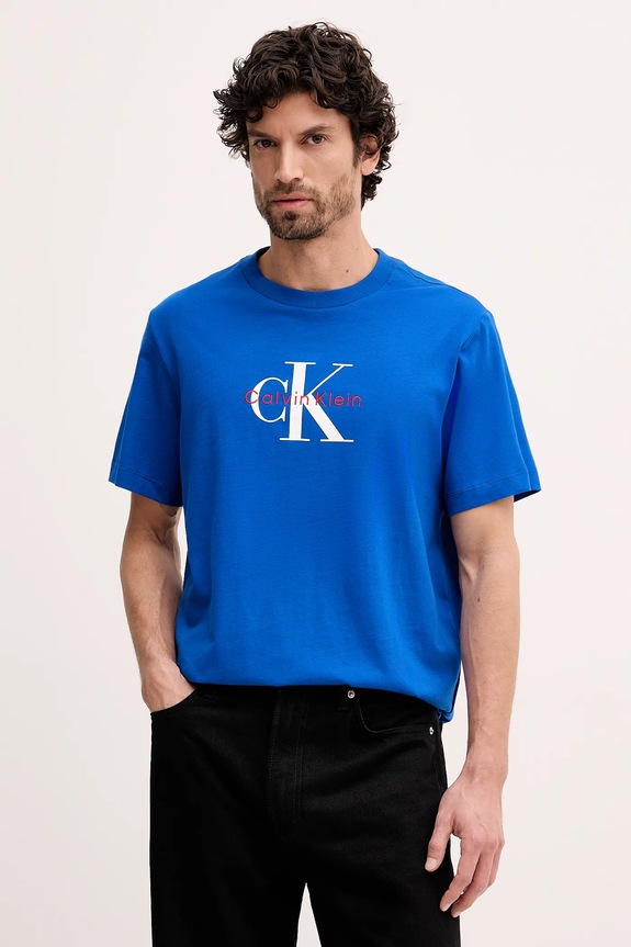 Calvin Klein Jeans t-shirt męski bawełniany niebieski LV04RB862G
